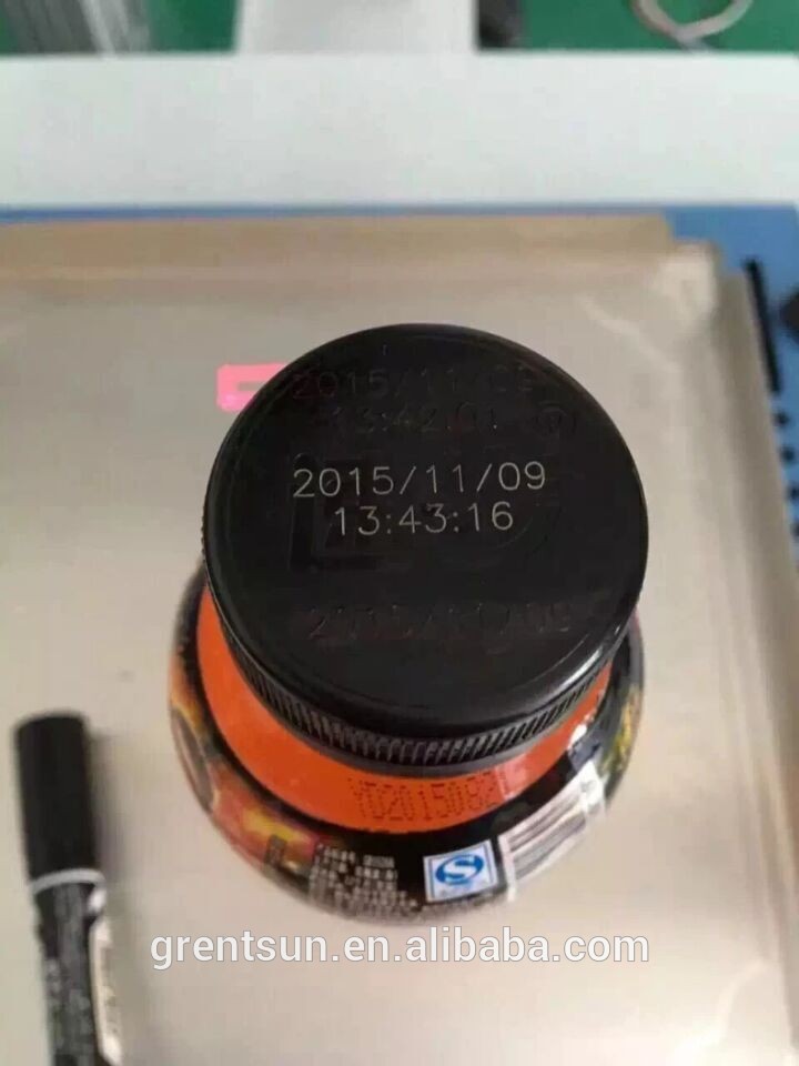 UV laser mark date information on PP caps